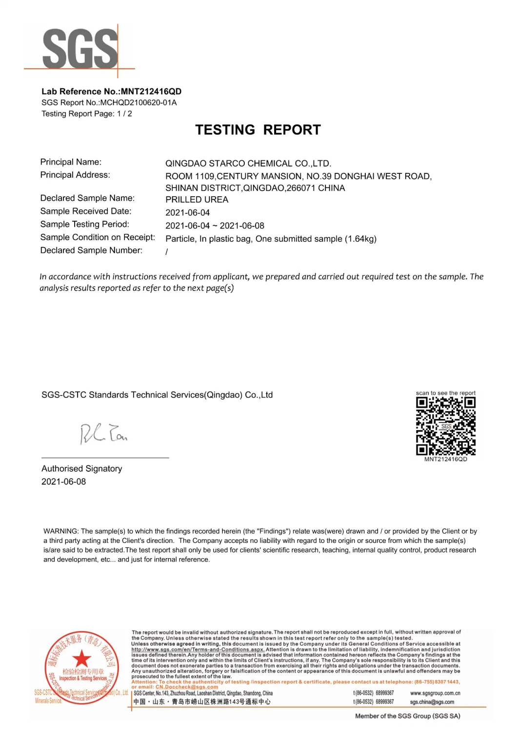 Adblue Grade Urea for Making Adblue Solution